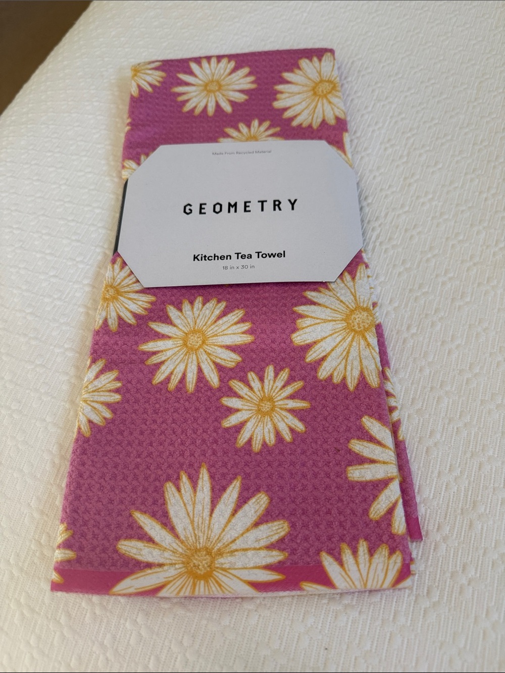 Geometry Tea Towel Pink Daisy Floral Print